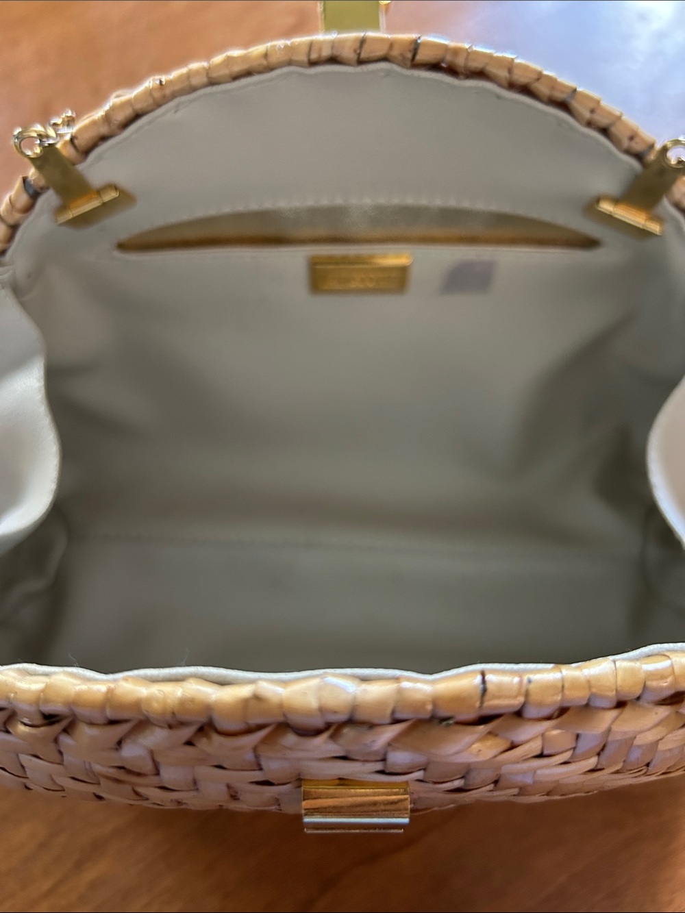 Vanessa Woven Straw Clutch Bag with Gold Accent - Natural - Picture 2 of 6